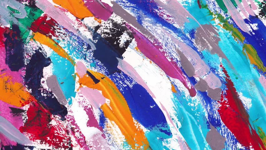 Abstract colorful paint brush strokes texture background motion.