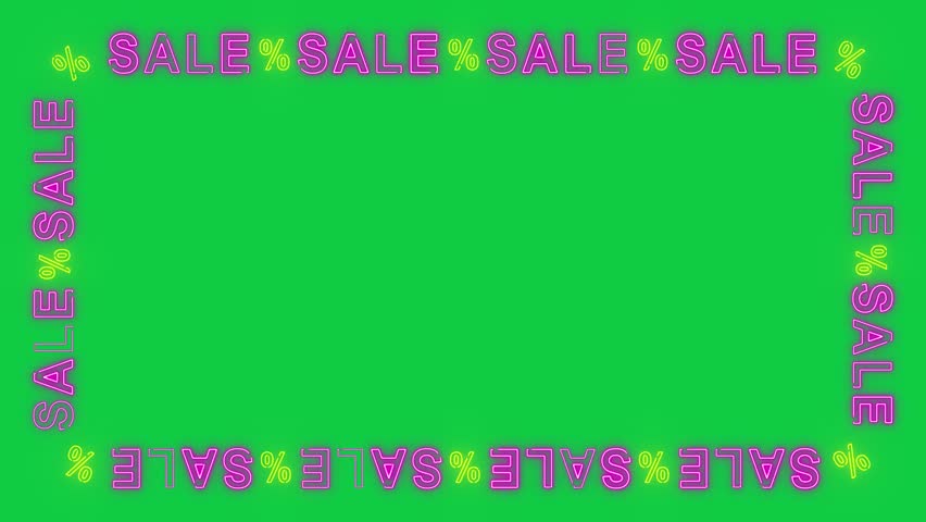 sale text neon lights border frame black friday mega sale and big promotion on green background 4k animation