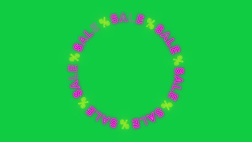 sale text neon lights circle border frame on green background black friday mega sale and big promotion 4k animation
