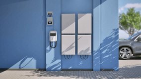 3d rendering battery energy storage system with ev charger for residential used 4k footage - Powered by Shutterstock - Get 15% off with code: PIKWIZARD15