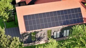 3d rendering battery energy storage system for residential used with solar panel on roof 4k footage - Powered by Shutterstock - Get 15% off with code: PIKWIZARD15