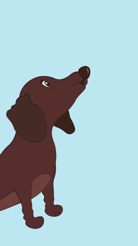 Close-up of a cartoon dachshund puppy playing with a stylized soccer ball. Looping vertical animation for social media, kids, or pet content.