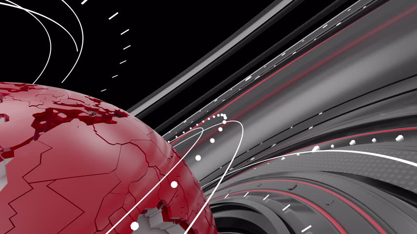 Modern News Intro Animation with 3D Globe and Red Light Effects | 4K