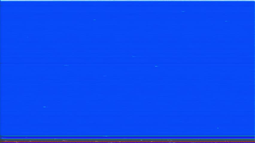 VHS Vibrant Blue Screen With Merry Christmas Text In Glowing Pink Neon Font