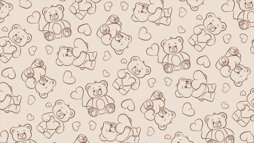 Hand drawn Teddy Bear background on a seamless loop