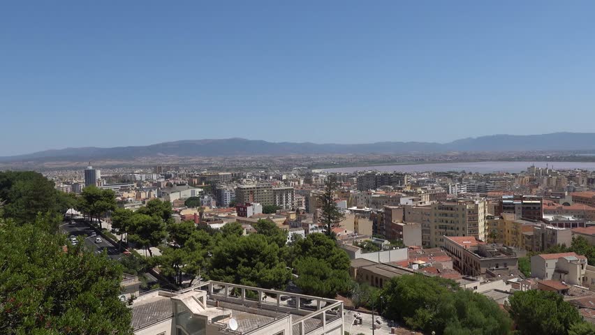 Cagliari, Sardinia, Italy A skyline view of the San Benedetto district.