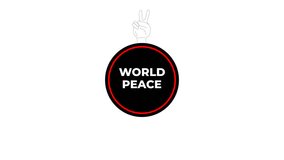 Loop animation of hand-drawn peace sign with bold "WORLD PEACE" text. Clean, symbolic, and perfect for global unity, awareness, or educational content. alpha transparent - Powered by Shutterstock - Get 15% off with code: PIKWIZARD15