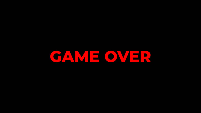 4K Glitchy 'GAME OVER' title card animation with a transparent background. Perfect for video games, streams, e-sports, and end screens. alpha channel