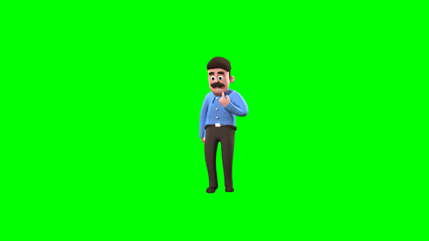 3D Mike Character Thinking Pose on Green Screen for Creative Projects. 3D animation of Mike character in thoughtful pose with green screen, ideal for explainer, business, and creative content needs.