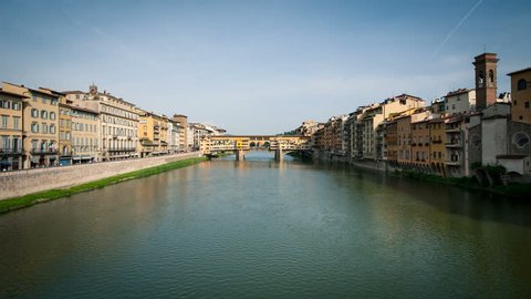 Ponte Vecchio (Old Bridge) in Florence, Italy. Time lapse movie.
