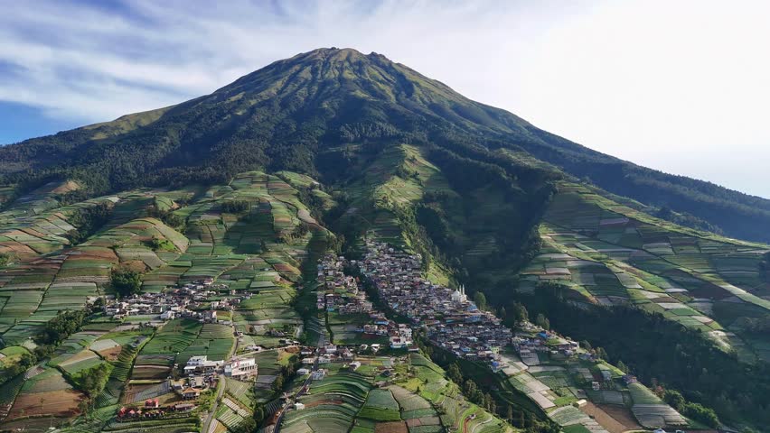 Panoramic view of Nepal of Java, the village on the slopes of mount Sumbing.