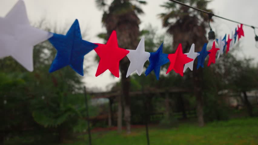 Fiestas Patrias chile pennant stars santiago sky grass elements red blue white