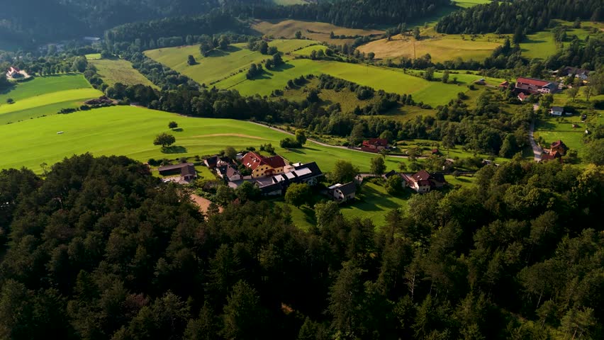 Cinematic Drone Flight Over Wild Alpine Landscapes in Austria. Top Cinematic Aerial View. Wild nature and landscape from above