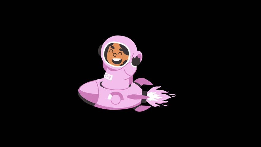 Adorable Cartoon Astronaut Zooms Through Space On A Rocket Thrilling Journey Across The Universe