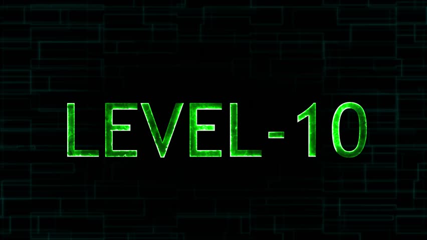 Level ten text font with neon line. Level-10 text glowing animation with technology background.	