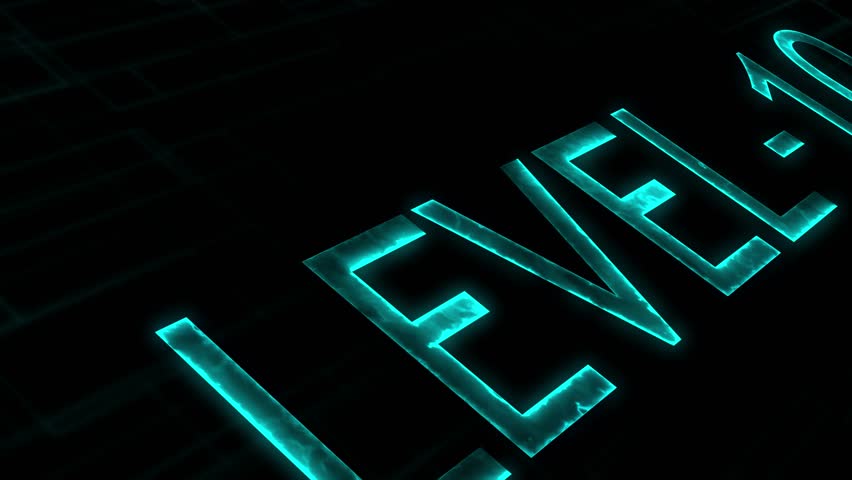 Level ten text font with neon line. Level-10 text glowing animation with technology background.	