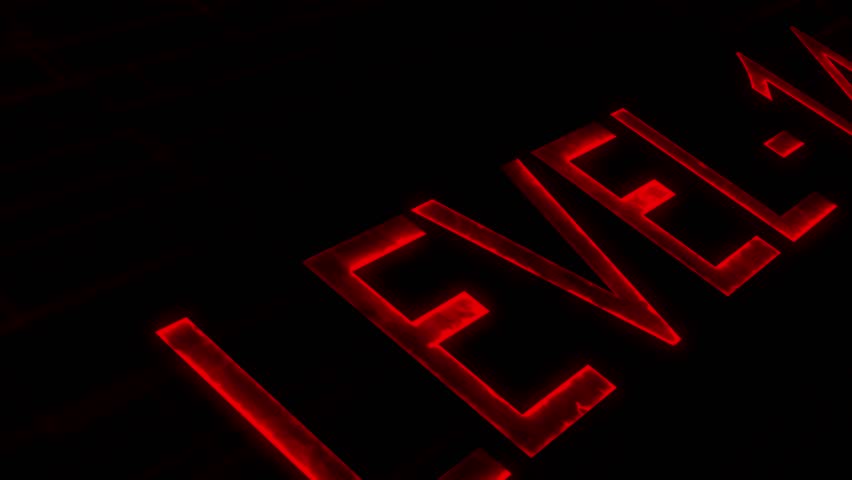 Level fourteen text font with neon line. Level-14 text glowing animation with technology background.	