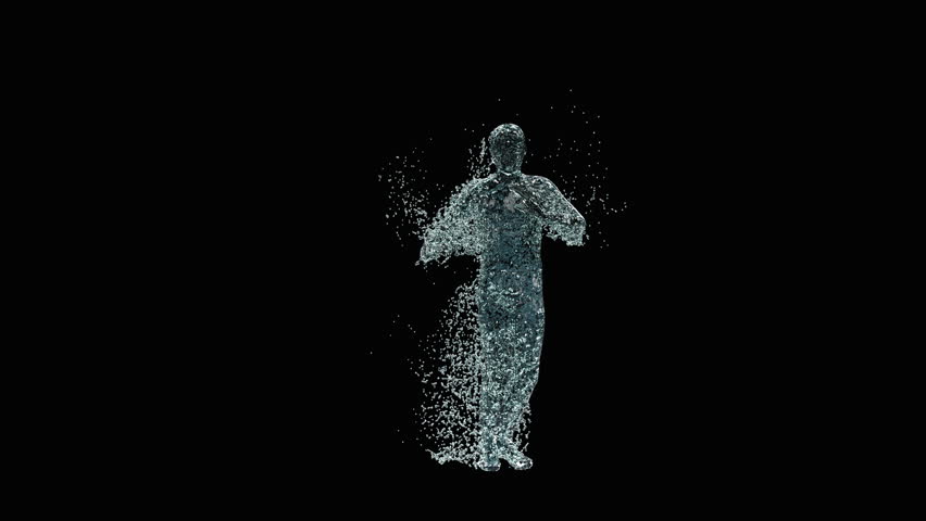 A funny 3D animated character dancing with swords while water splashes dynamically around. Perfect for entertainment or meme content. Included in the end of the clip with Alpha matte.