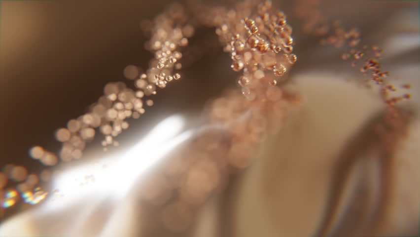 Abstract golden liquid with microbubbles flowing smoothly - ideal for skincare, serum, cosmetic ads, and beauty science visuals. Clean, elegant, and luxurious.