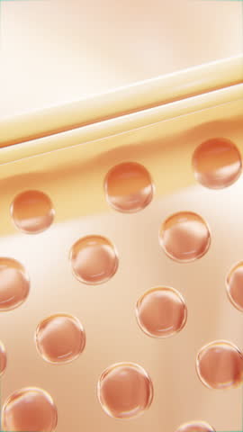3D animation showing skin layers and hydration boost. Perfect for cosmetic explainer, skincare science, and anti-aging product visuals. Vertical format.
