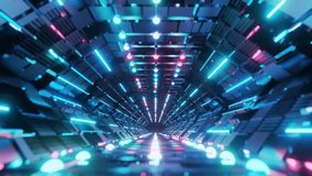 A 4K abstract tunnel with glowing neon pink and blue lights, creating a mind-relaxing sci-fi vibe for screensavers or VJ loops - Powered by Shutterstock - Get 15% off with code: PIKWIZARD15