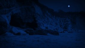 Cliffs And Cave By The Sea At Night - Powered by Shutterstock - Get 15% off with code: PIKWIZARD15