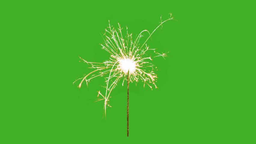 Sparkler on green screen. Ideal for celebrations, holidays, or special events. Easy chroma keying