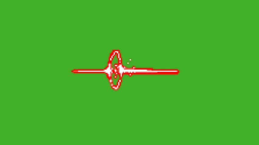Pixel art laser beam effect on green screen. Ideal for retro games, sci-fi, or action videos. Easy chroma keying