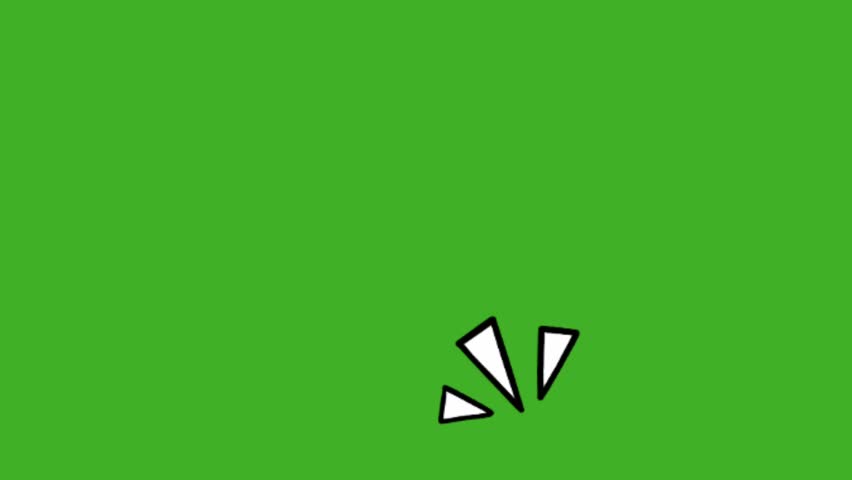 Animated cartoon-style impact effect on green screen. Ideal for adding emphasis or highlighting actions in videos. Easy chroma key compositing