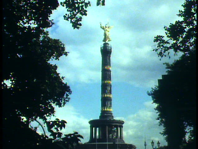 Berlin, Germany, Victory Column, wide shot, framed in trees