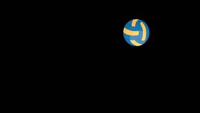A stylized volleyball bounces dynamically across a solid black background, following a smooth arc with realistic squash and stretch animation effects - Powered by Shutterstock - Get 15% off with code: PIKWIZARD15