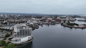 Cardiff Bay Wales Cardiff bay waterfront apartments drone,aerial - Powered by Shutterstock - Get 15% off with code: PIKWIZARD15