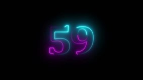 Abstract glowing neon number "59'' animation. colorful neon futuristic effect. Trendy glow lighting. Abstract glowing neon text 59 number countdown icon. Glowing sign on black background Neon number. - Powered by Shutterstock - Get 15% off with code: PIKWIZARD15