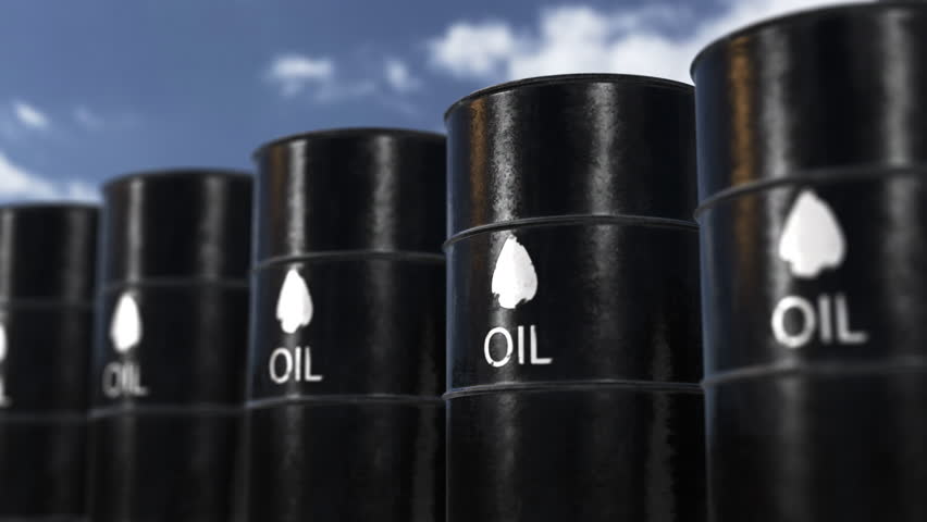 Petroleum Oil Containers Arranged in a Row