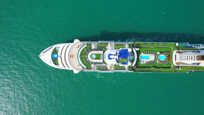 Cruise ship sailing in the Gulf of Thailand 29. January  2025: Cruise ships take tourists on a cruise through the Gulf of Thailand