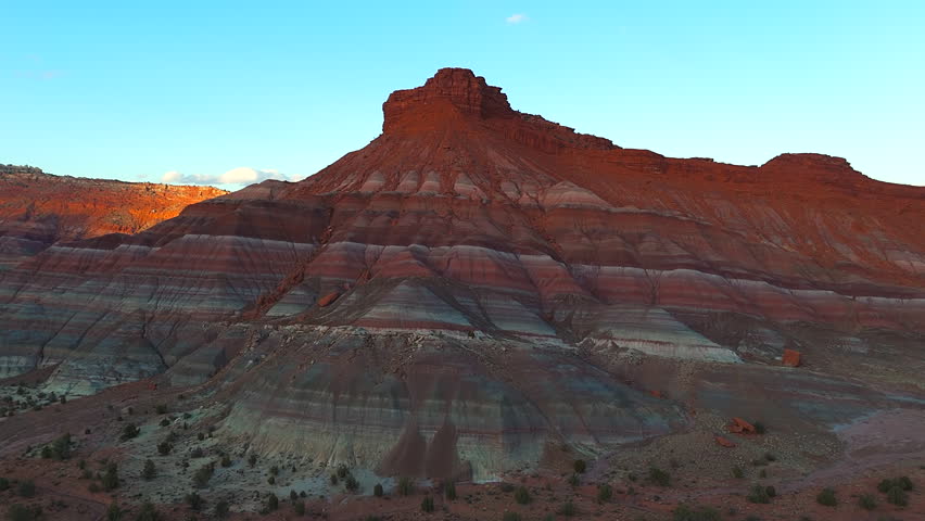 Majestic Landscape Of Grand Staircase-Escalante National Monument With Layers Of Sedimentary Rocks In Utah, USA. - aerial ascend shot