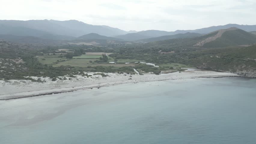 Aerial view of Ostriconi beach, Isola Rossa, Corsica