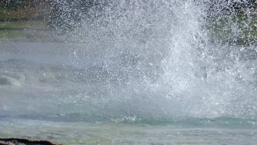 Geyser in Yellowstone National Park erupting in slow motion.