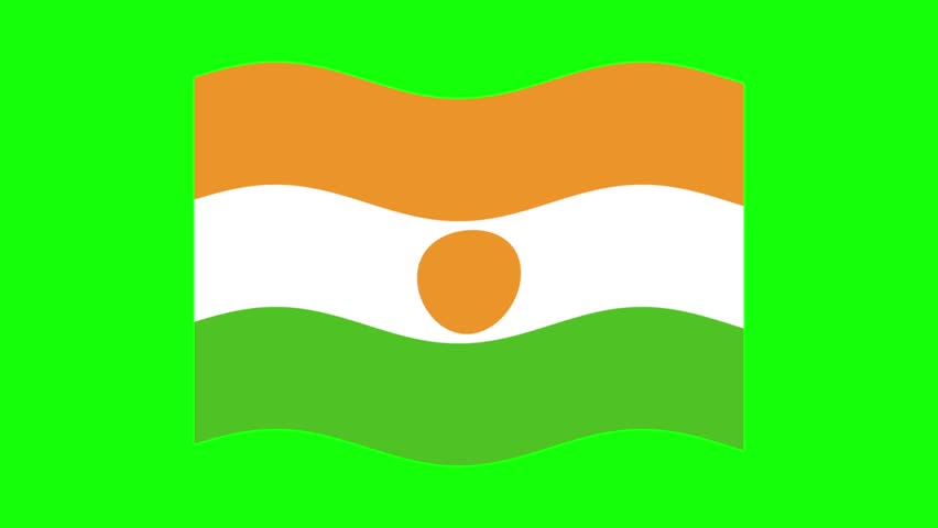 Niger Flag. Seamless Looping Animation. Waving Flag of Niger. Simple Vector Motion Graphics. 4K High Definition Video. Isolated on Chroma Key - 4K  Resolution