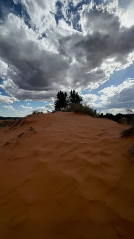 Climbing a Sand Dune in the Desert (Coral Pink Sand Dunes State Park, Utah, USA)