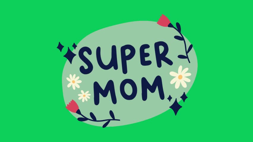 A cute super mom graphic design with floral decoration for mother's day celebration. Perfect for greeting cards, banners, and social media posts. Celebrate motherhood.