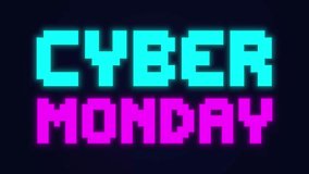 Cyber Monday blinking text animation on black background in 4K - Powered by Shutterstock - Get 15% off with code: PIKWIZARD15