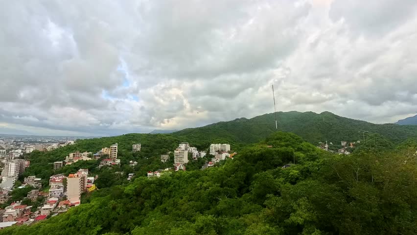 sky view landscape city beach sky clouds rain sunset nature plants 4K aerial 