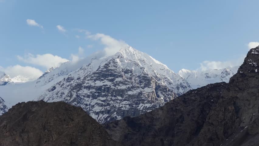 Snow-Capped Peaks in the Karakoram Range, Pakistan, Capturing the Majestic Beauty of Early Morning Light