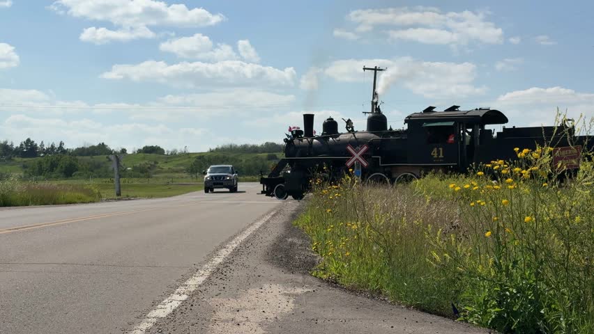 Alberta Prairie Railway steam train rail fan shots from Stettler and Big Valley