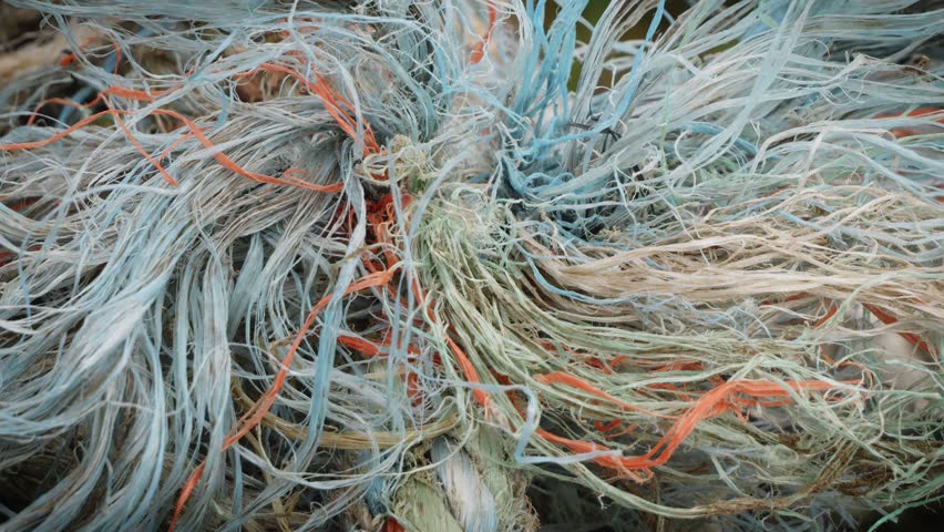 Frayed ended boat mooring rope background stock footage