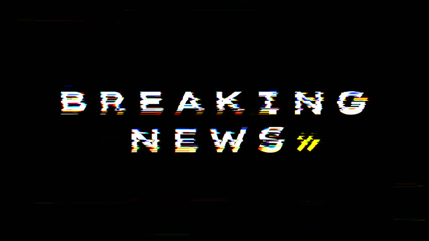 Glitch text Breaking News animation on black background, Ideal for digital media, techrelated designs, 4k video