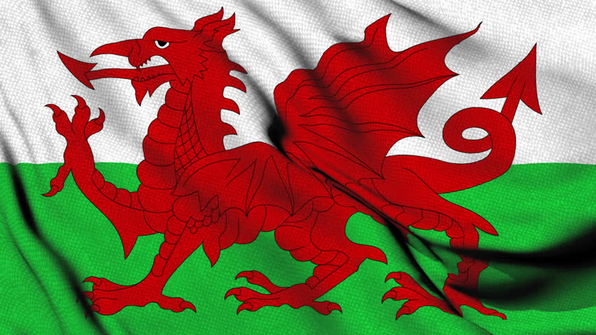 
Waving flag of Wales featuring a striking red dragon on a white and green background, symbolizing Welsh pride and heritage.
