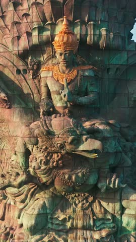 Bali traditional culture 122-meter tall statue Garuda Wisnu Kencana most recognizable symbol Hindu religion and popular travel destination Bali, Indonesia 4K