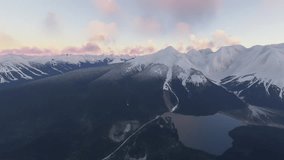 3D - Sunset aerial drone view of the snow at Emerald Lake in British Columbia. Canada - Powered by Shutterstock - Get 15% off with code: PIKWIZARD15